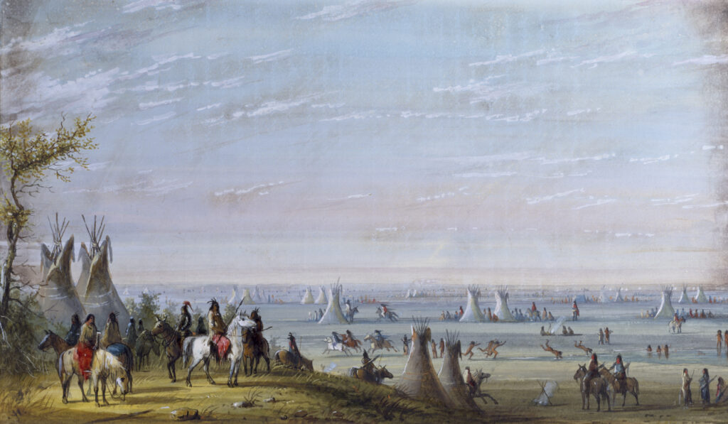 The annual fur-trade rendezvous encamped along the Green River.
