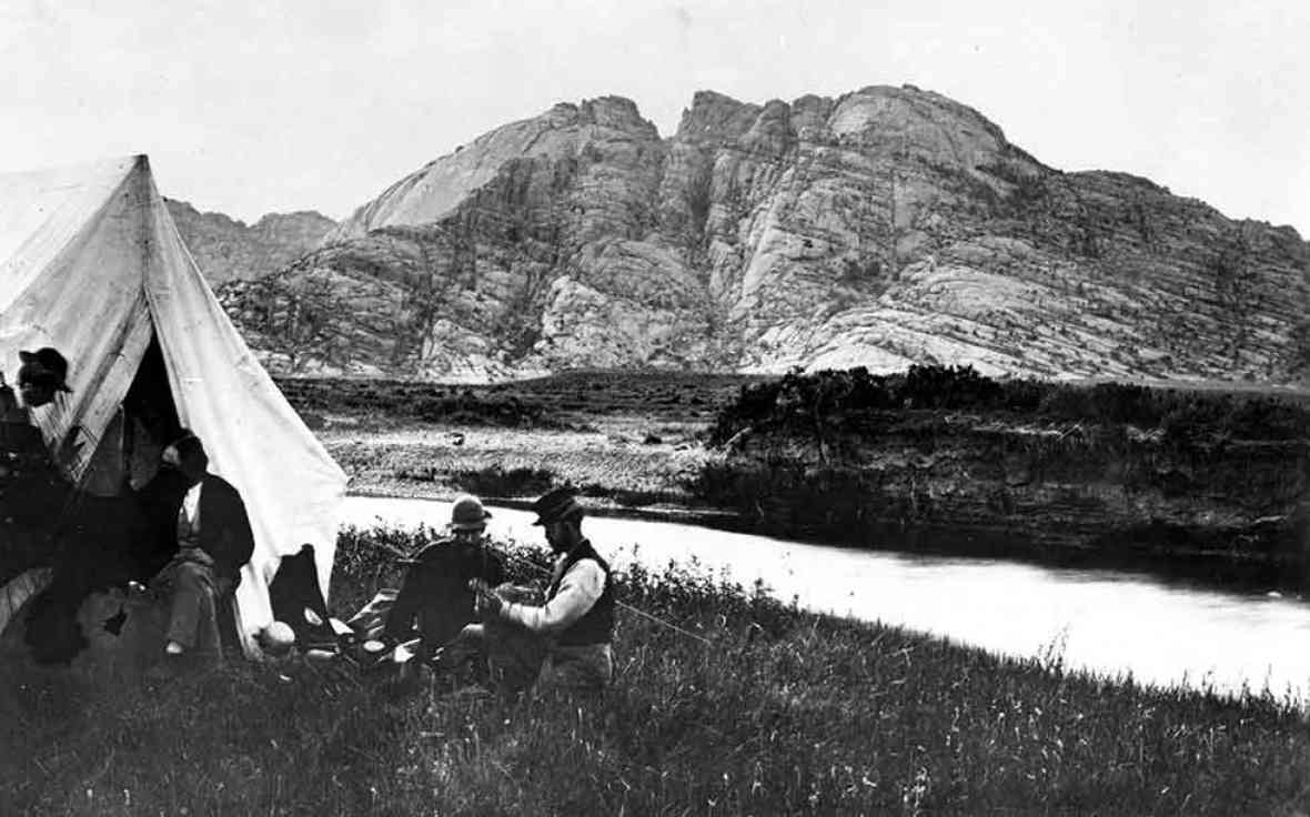 Pioneer photographer William Henry Jackson made these two pictures in 1870, when he camped near Split Rock with members of the Hayden Survey. USGS photo.